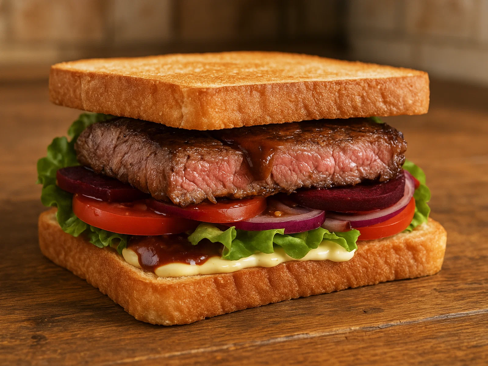 Australisches Steak-Sanga (Rinder-Sandwich)
