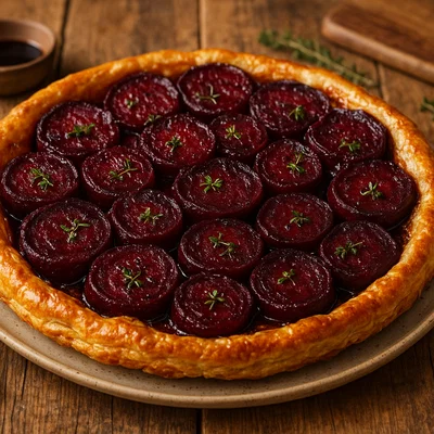 Rote-Bete-Tarte-Tatin mit Thymian und Balsamico