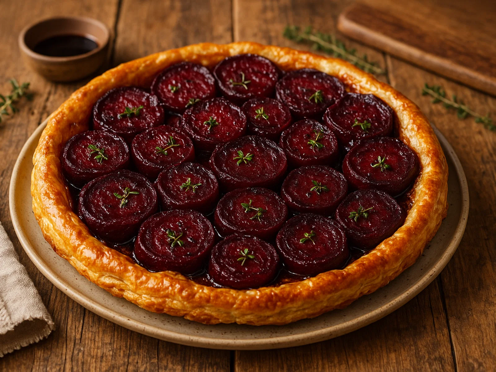 Rote-Bete-Tarte-Tatin mit Thymian und Balsamico