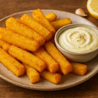Knusprige Polenta-Pommes mit Knoblauch-Aioli