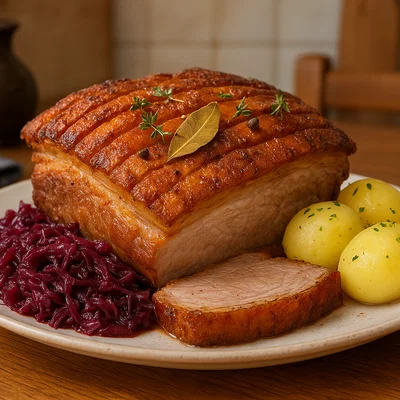 Dänischer Flæskesteg mit knuspriger Schwarte