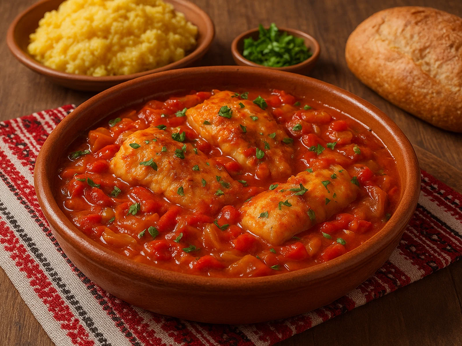 Plachie de Pește – Rumänischer Fisch in Tomaten-Paprika-Sauce