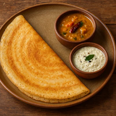 Klassische südindische Dosa mit fermentiertem Reis-Linsen-Teig