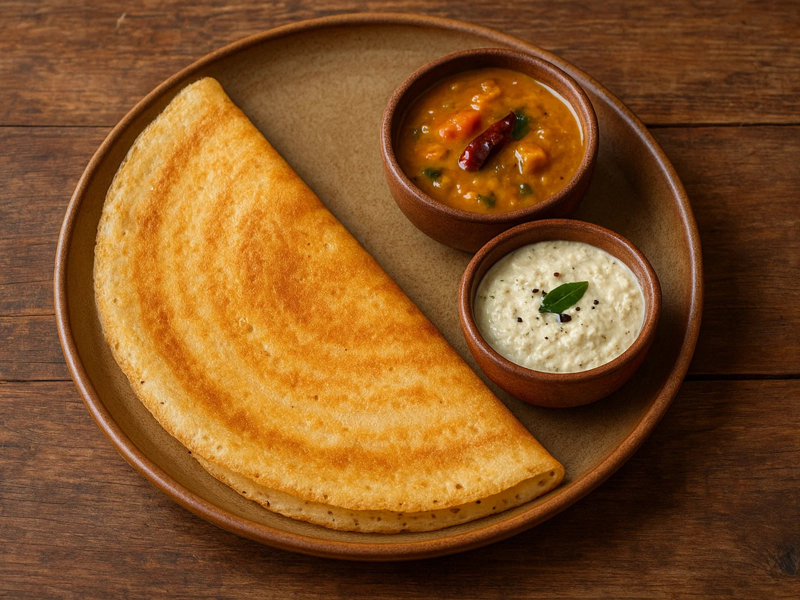 Klassische südindische Dosa mit fermentiertem Reis-Linsen-Teig