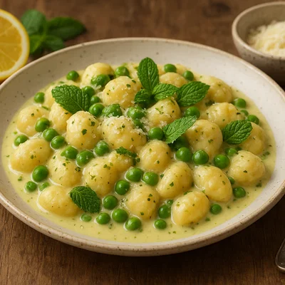 Gnocchi mit Erbsen, Minze und Zitronen-Rahmsauce