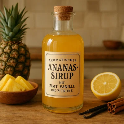 Aromatischer Ananas-Sirup mit Zimt, Vanille und Zitrone