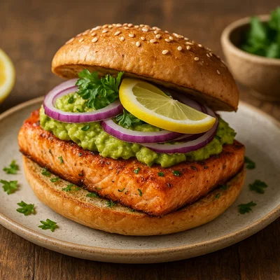 Lachs-Burger mit Avocado