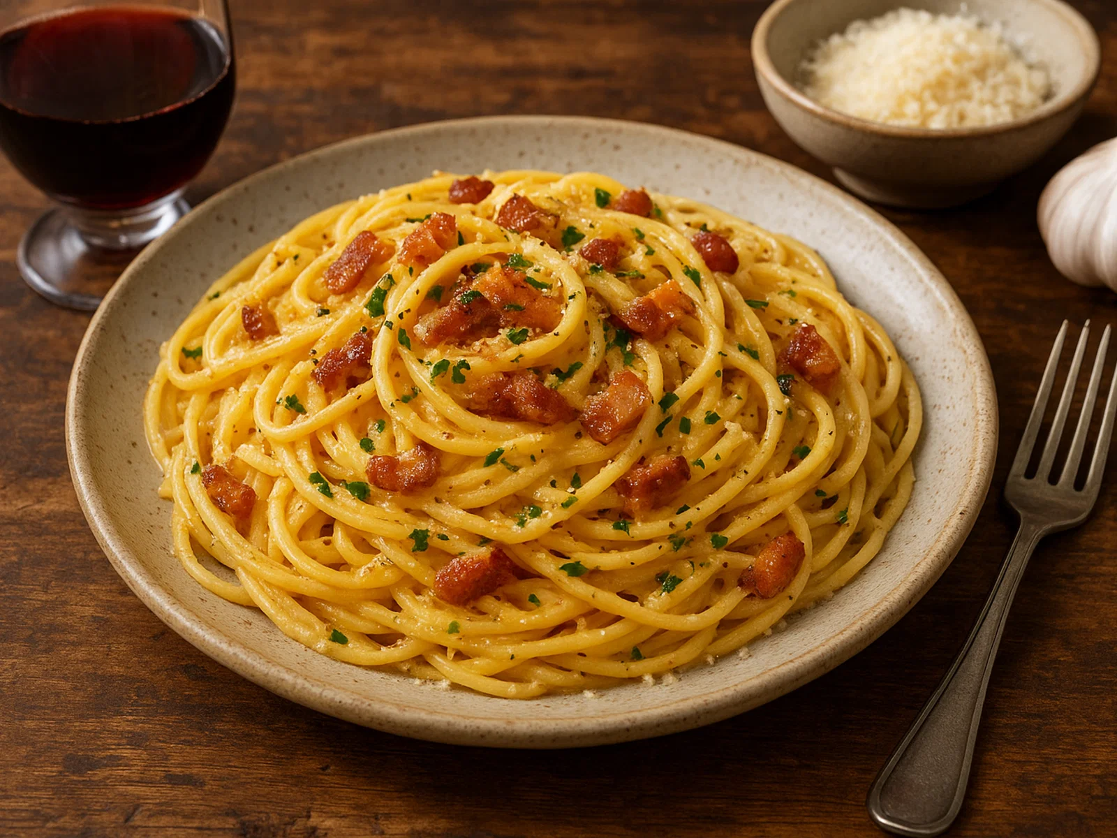 Pasta alla Carbonara mit Guanciale