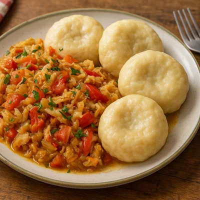 Karibischer Saltfish mit flauschigen Dumplings