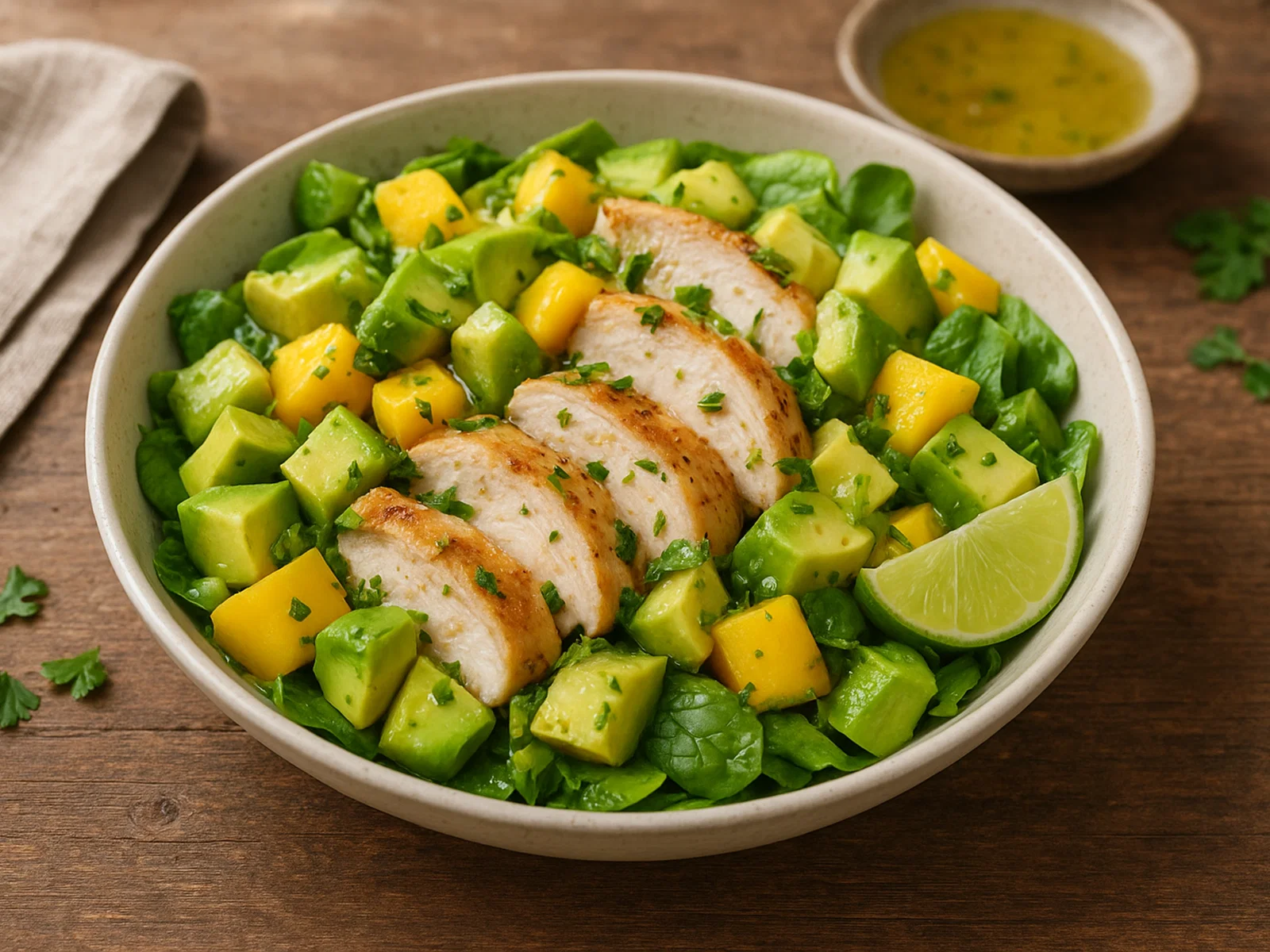 Hühnchen-Salat mit Avocado und Mango