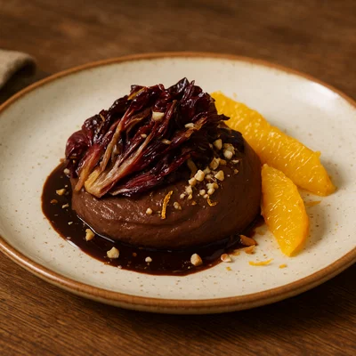 Radicchio mit dunkler Schokoladen-Mousse