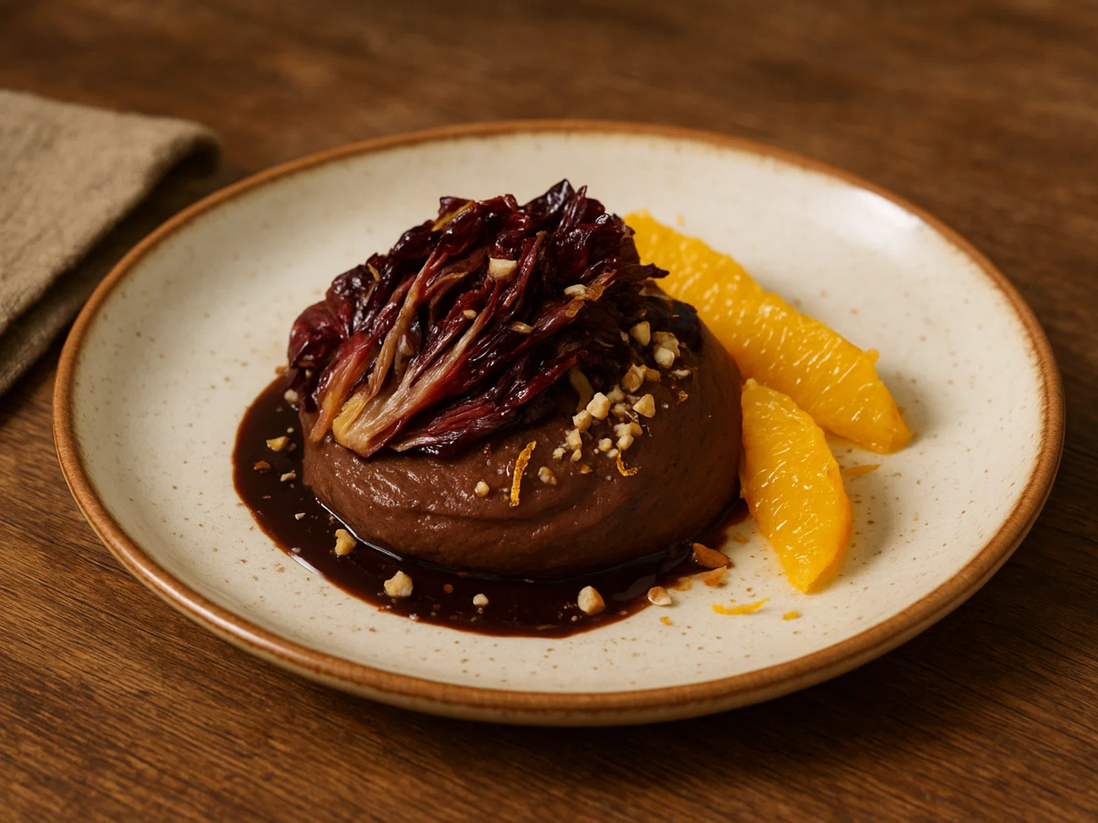 Radicchio mit dunkler Schokoladen-Mousse