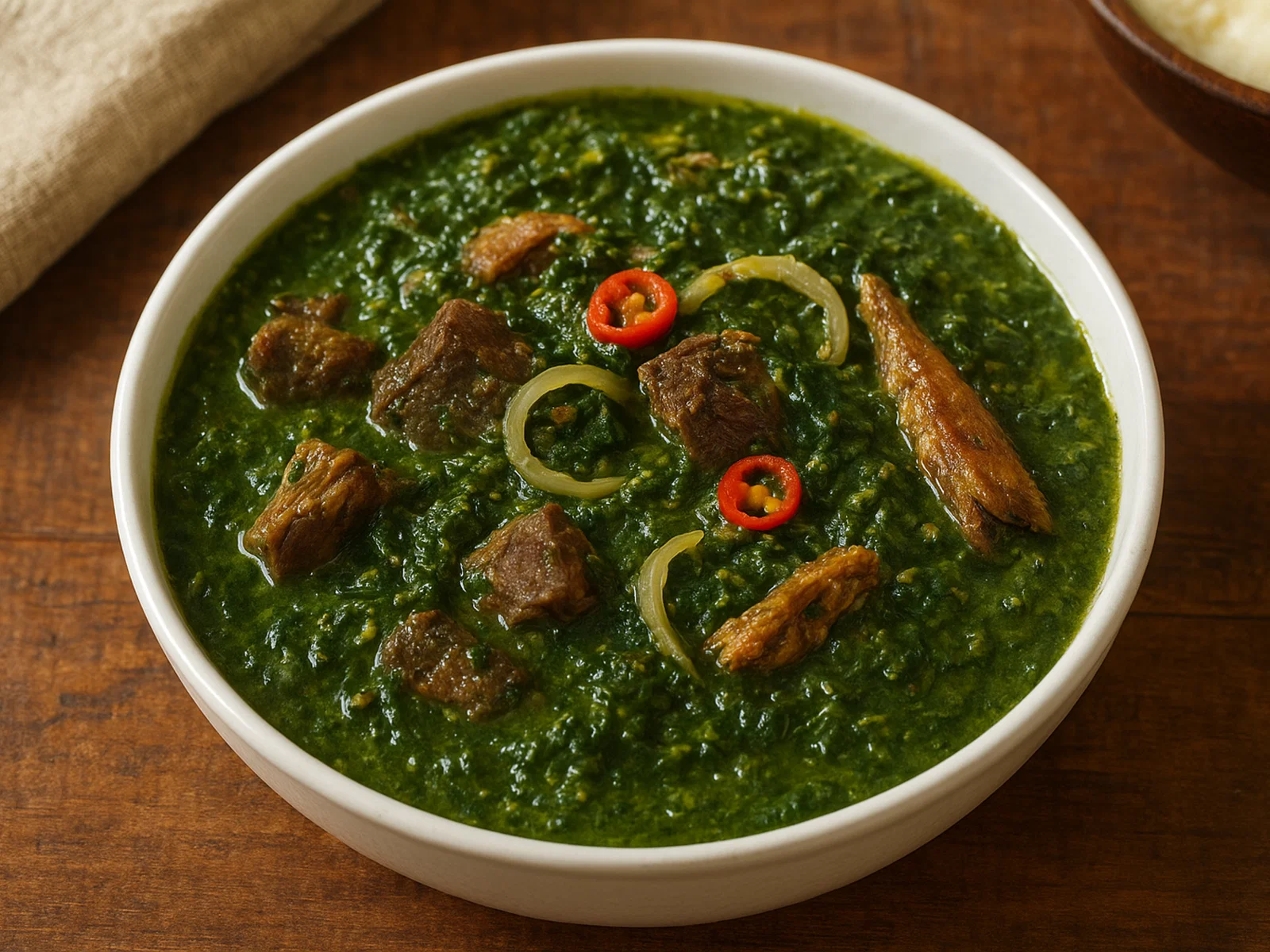Eru aus Kamerun mit Rind und getrocknetem Fisch