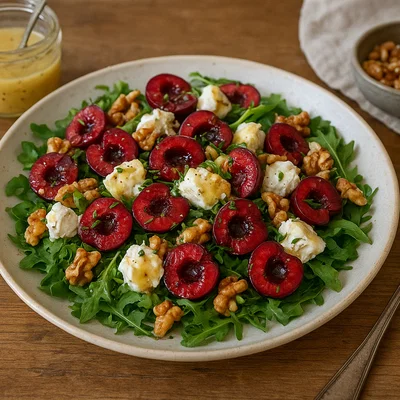 Kirsch-Salat mit Ziegenkäse und Honig-Senf-Dressing