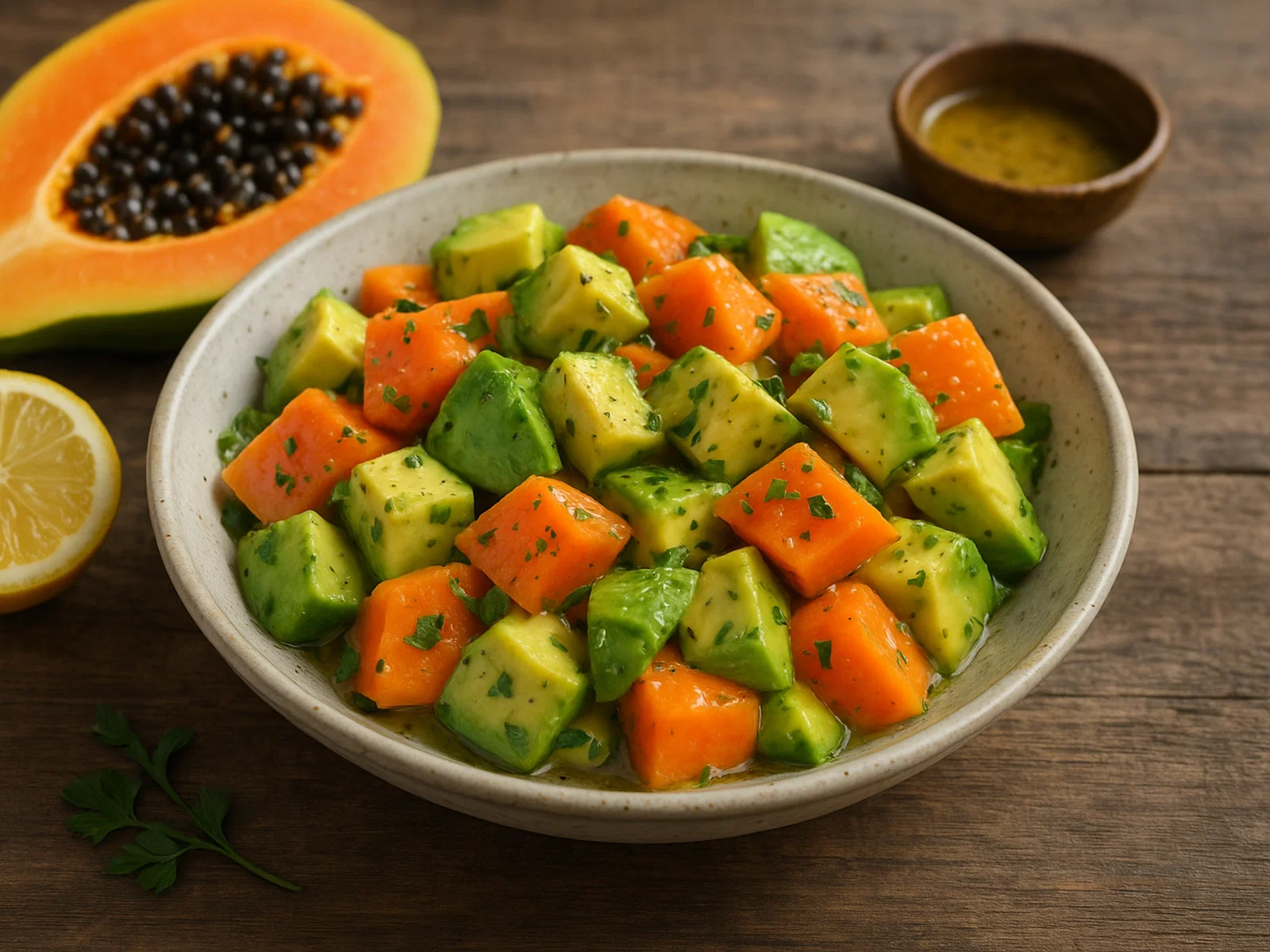 Avocado-Pawpaw-Salat mit Zitronenvinaigrette