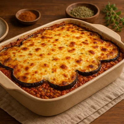 Vegetarischer Moussaka-Auflauf mit Auberginen