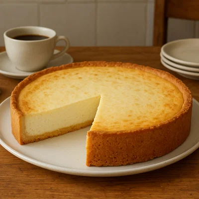 Klassische deutsche Quarktorte mit Mürbeteigboden