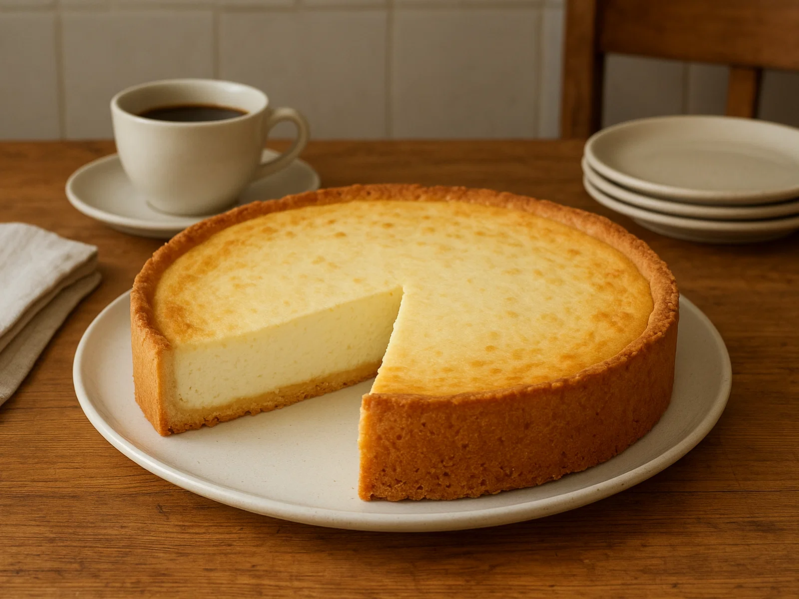 Klassische deutsche Quarktorte mit Mürbeteigboden
