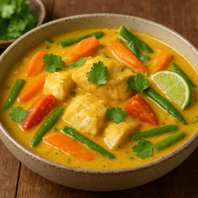 Pitcairninseln Kokosnuss-Fisch-Curry