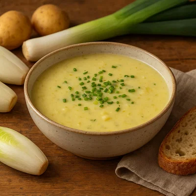 Cremige Chicorée-Suppe mit Kartoffeln und Lauch