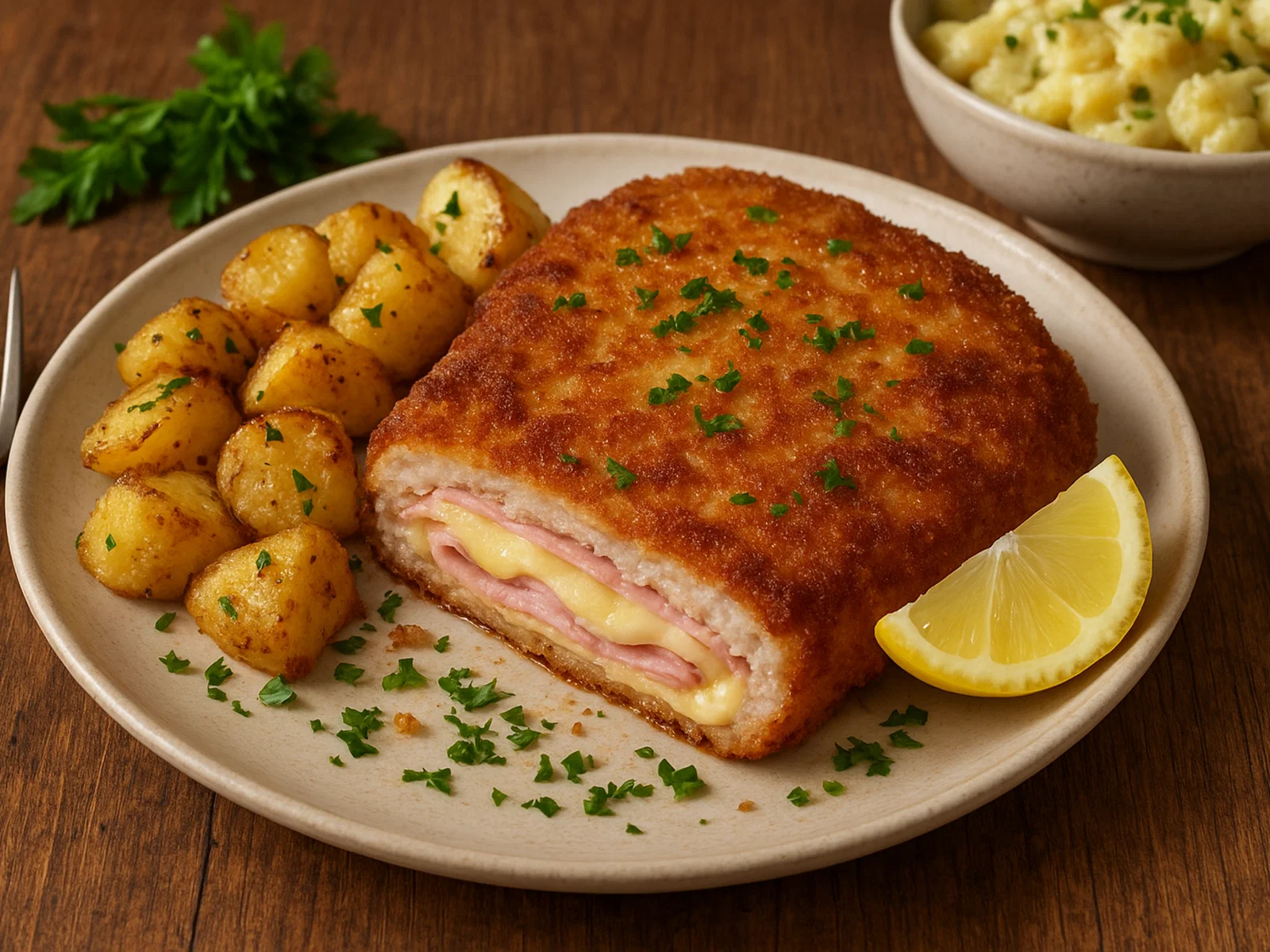 Holsteiner Schnitzel mit Schinken und Käse