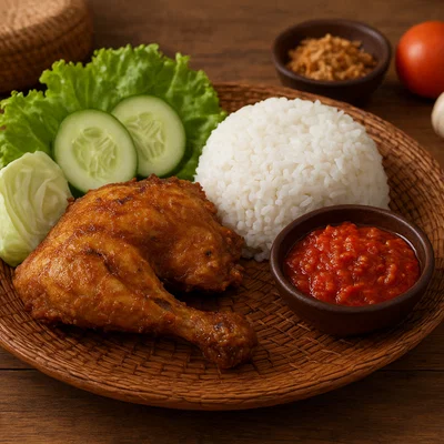 Ayam Penyet – Indonesisches zerstampftes Brathähnchen mit Sambal
