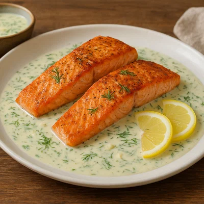 Lachsfilet mit Zitronen-Dill-Sauce