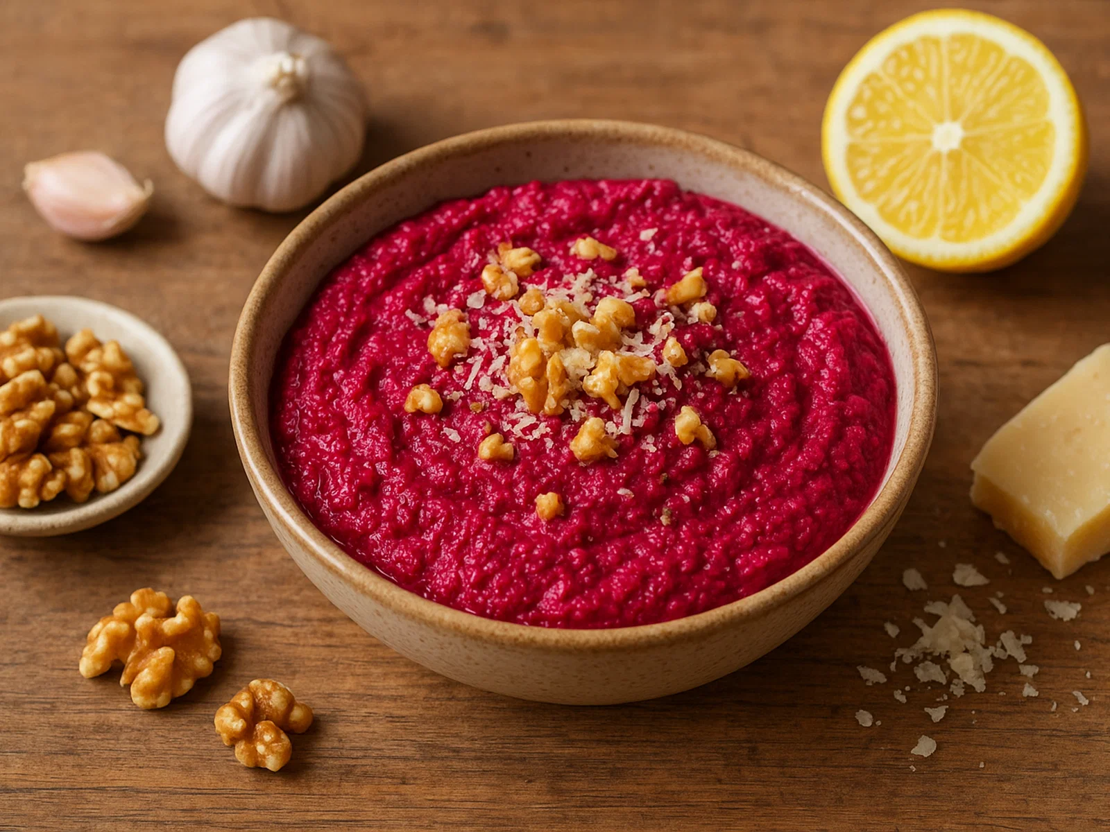 Rote‑Bete-Pesto mit Walnüssen und Parmesan