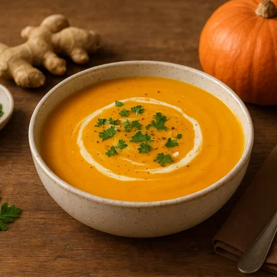 Cremige Kürbissuppe mit Ingwer