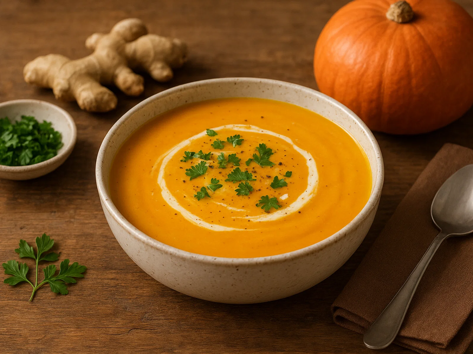 Cremige Kürbissuppe mit Ingwer