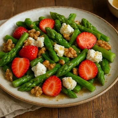 Spargelsalat mit Erdbeeren und Ziegenkäse