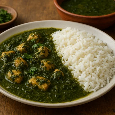 Molokhia mit Hähnchen und Reis