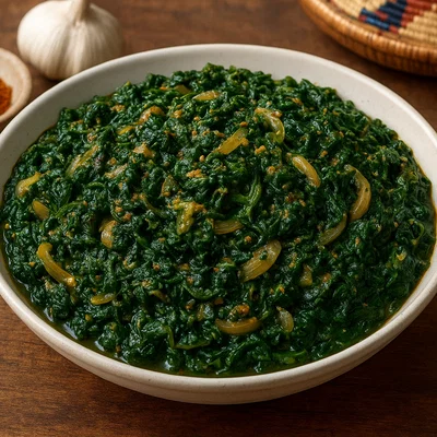 Eritreischer Hamli (würziger Spinat mit Zwiebeln und Knoblauch)