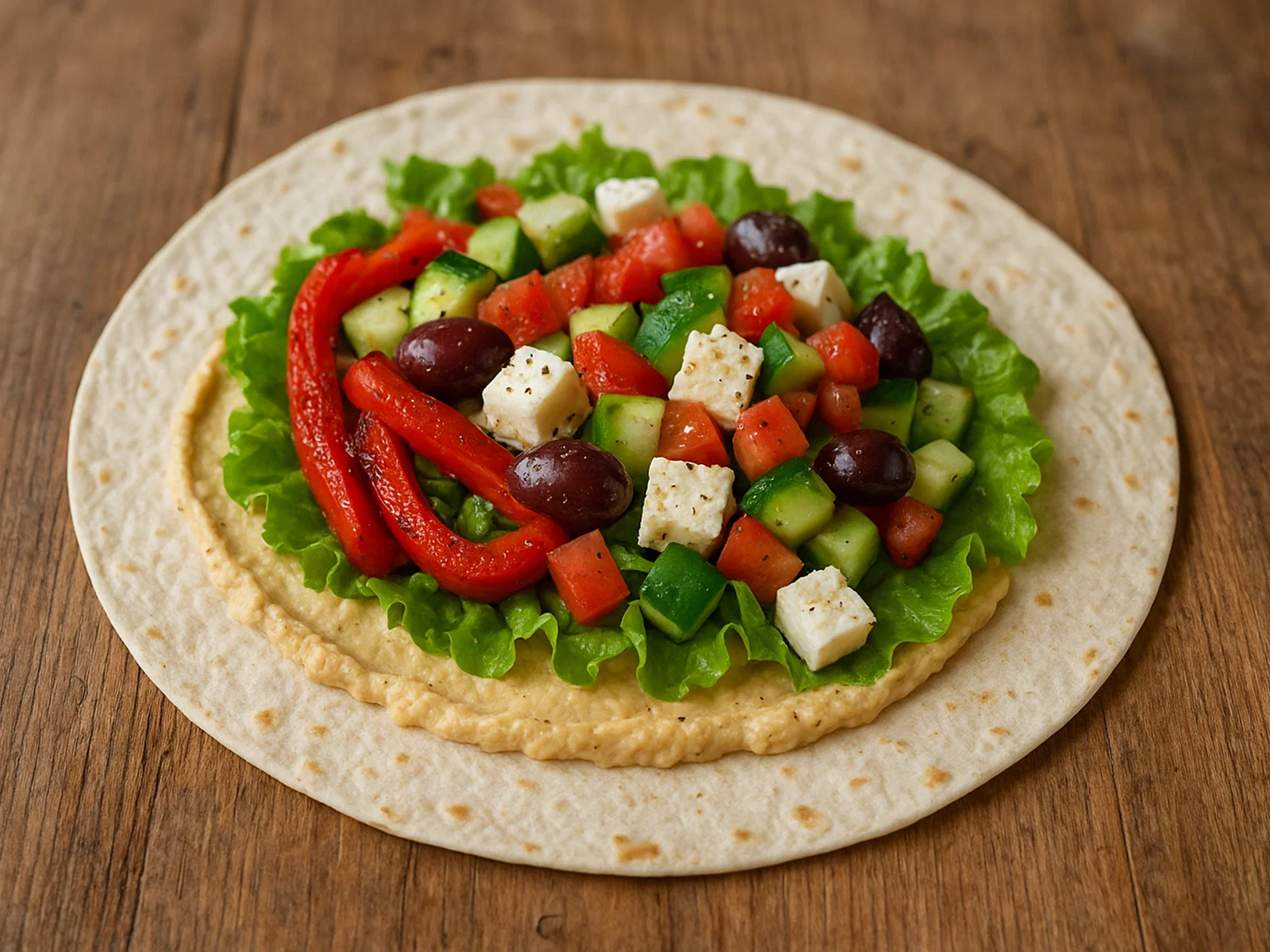Mediterraner Hummus- und Gemüse-Wrap