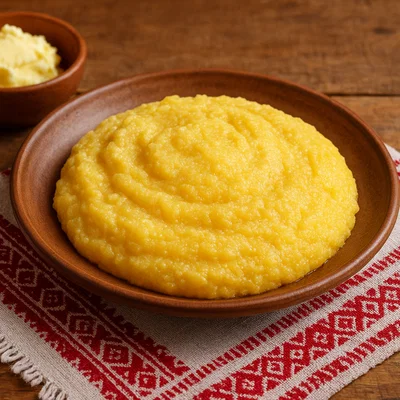 Klassische rumänische Mămăligă (Maisbrei)
