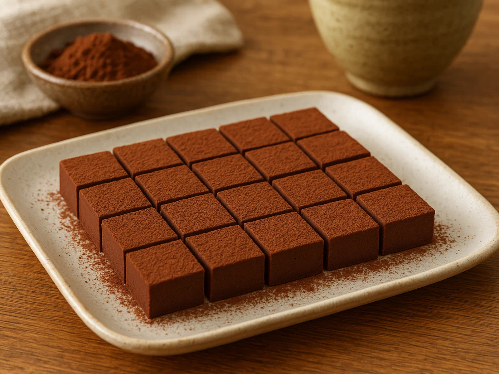 Japanische Nama-Schokolade (Sahne-Ganache-Würfel)