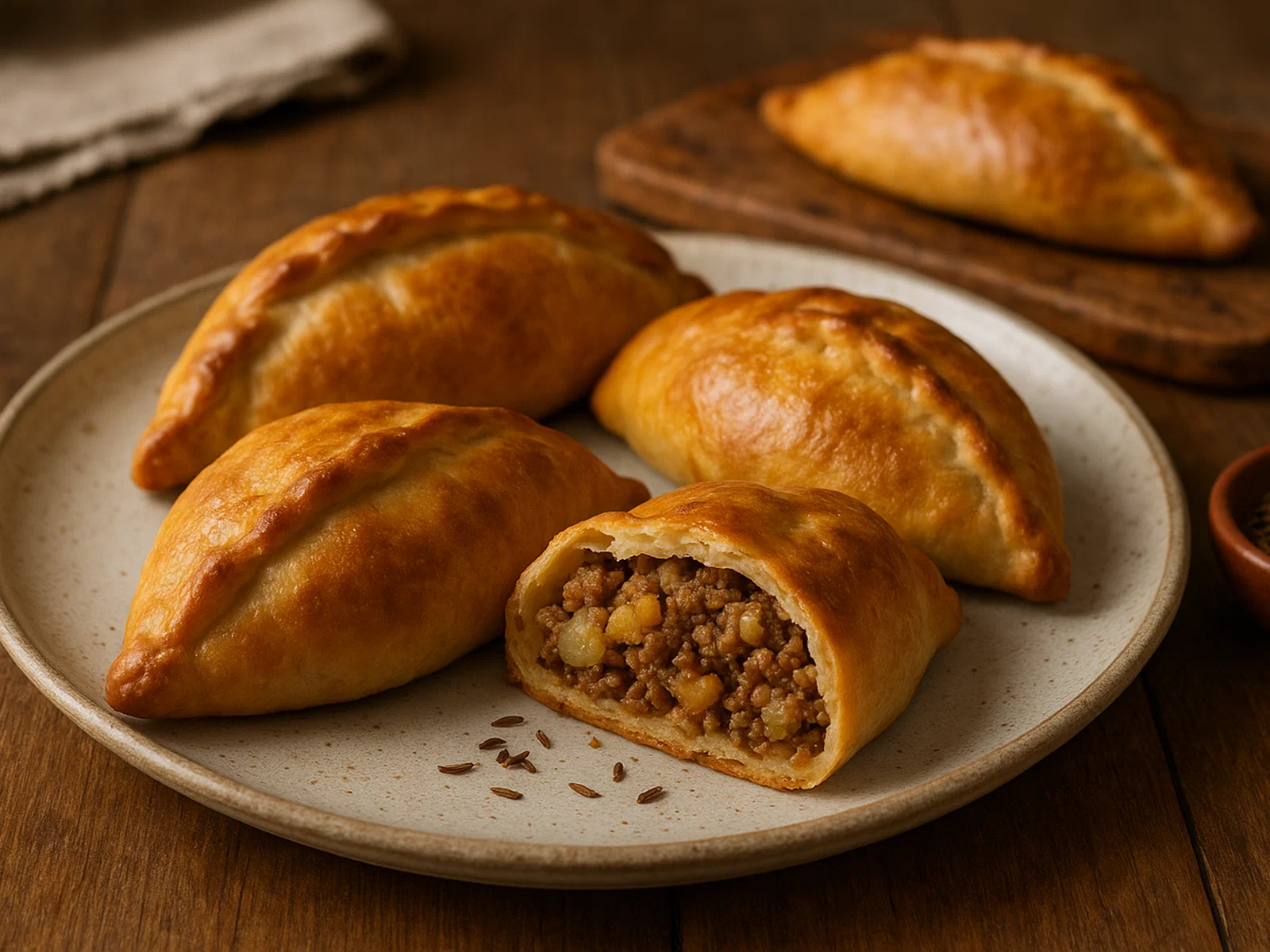Litauische Kibinai mit Hackfleisch-Kartoffel-Füllung