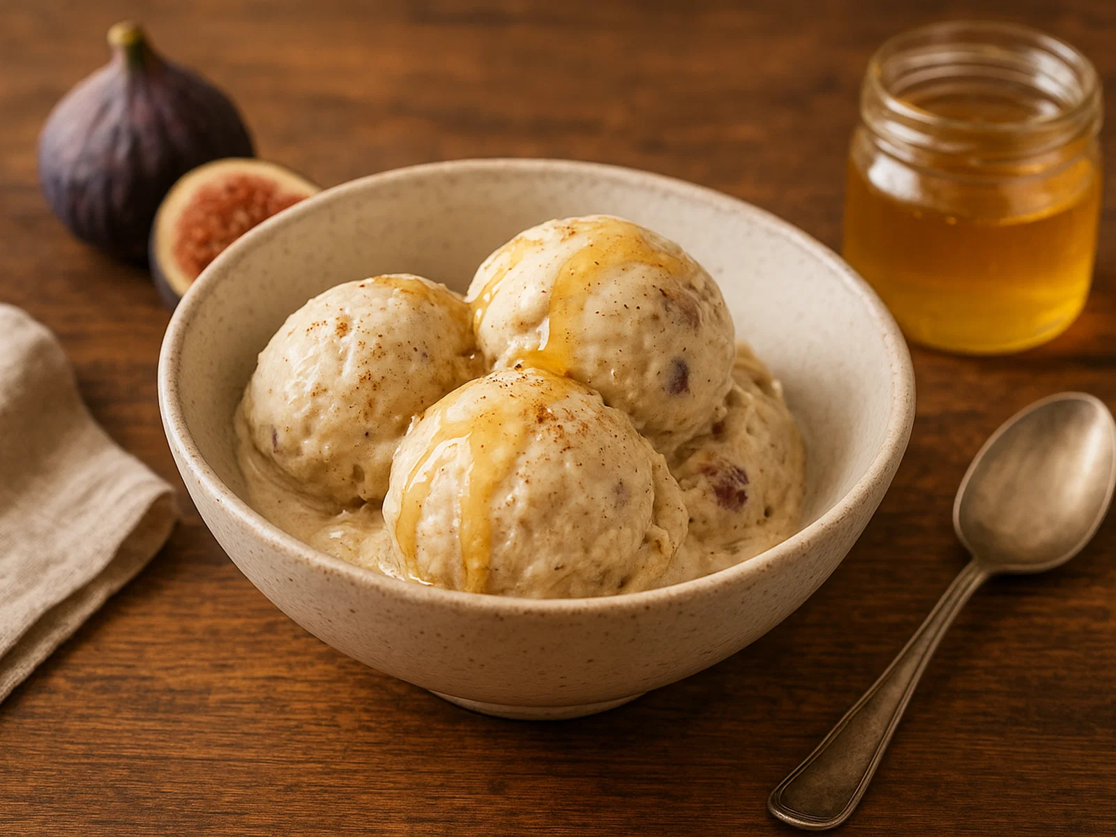 Cremige Feigen-Eiscreme mit Honig und Vanille