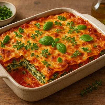 Spinat-Ricotta-Lasagne mit frischen Kräutern
