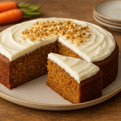 Saftiger Karottenkuchen mit Frischkäseglasur