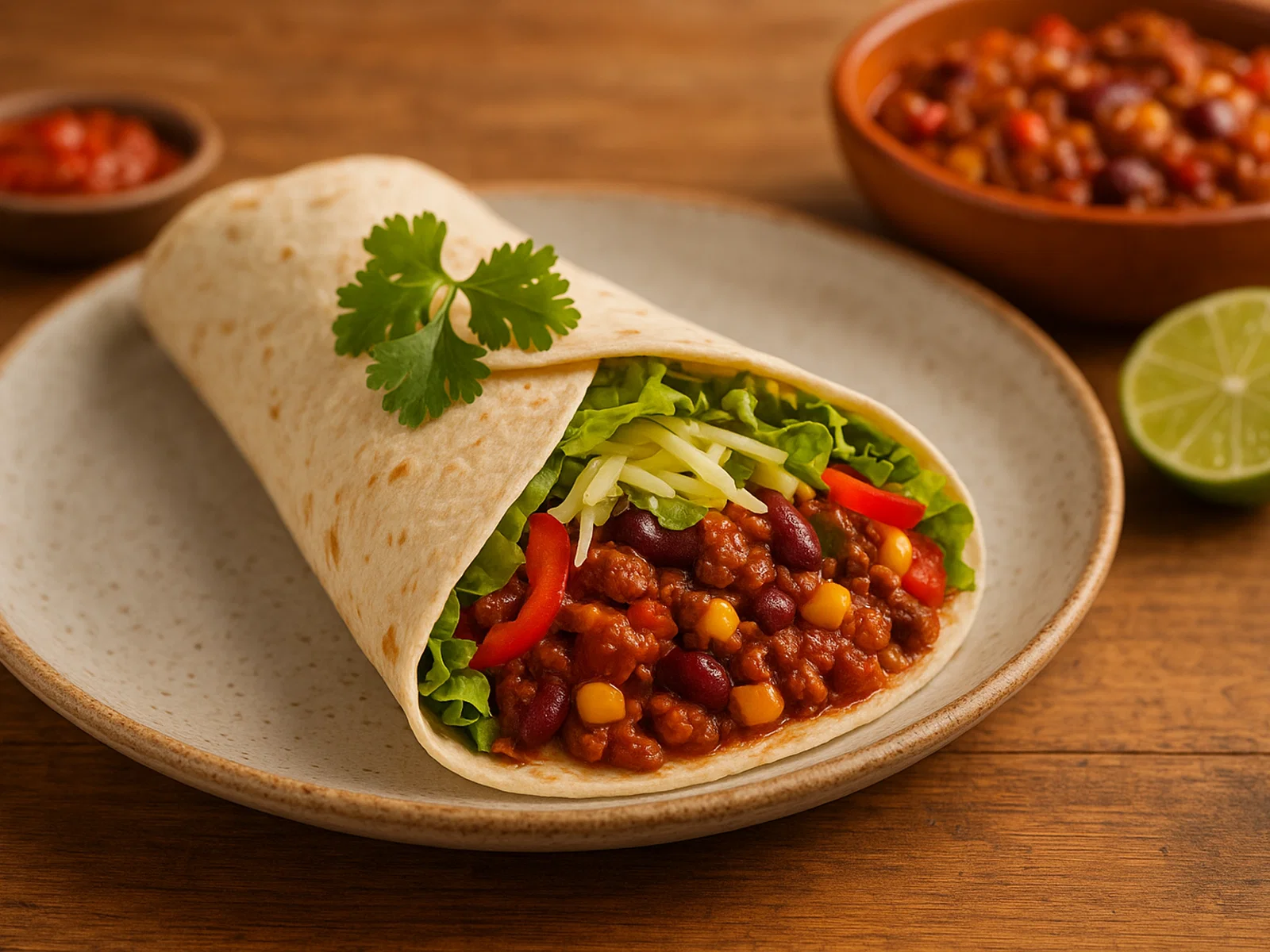 Feuriger Chili-con-Carne-Wrap