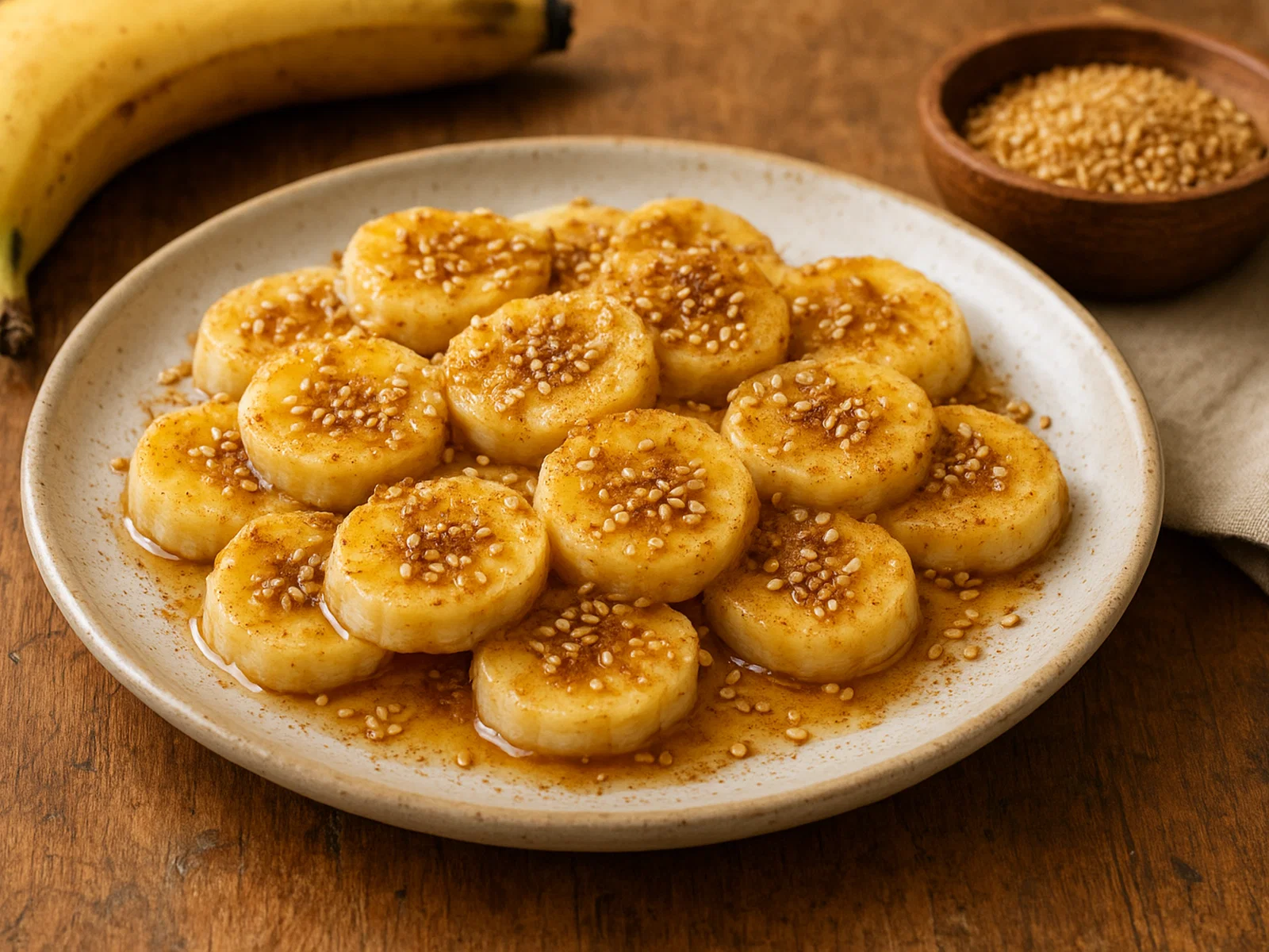 Banane und Simsim (Banane mit geröstetem Sesam)