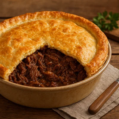 Jersey-Rindfleischpastete mit knusprigem Buttermürbeteig