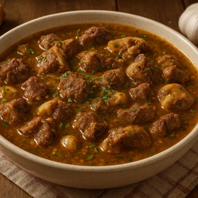 Albanische Paçe (Würziger Rinderkopfeintopf)