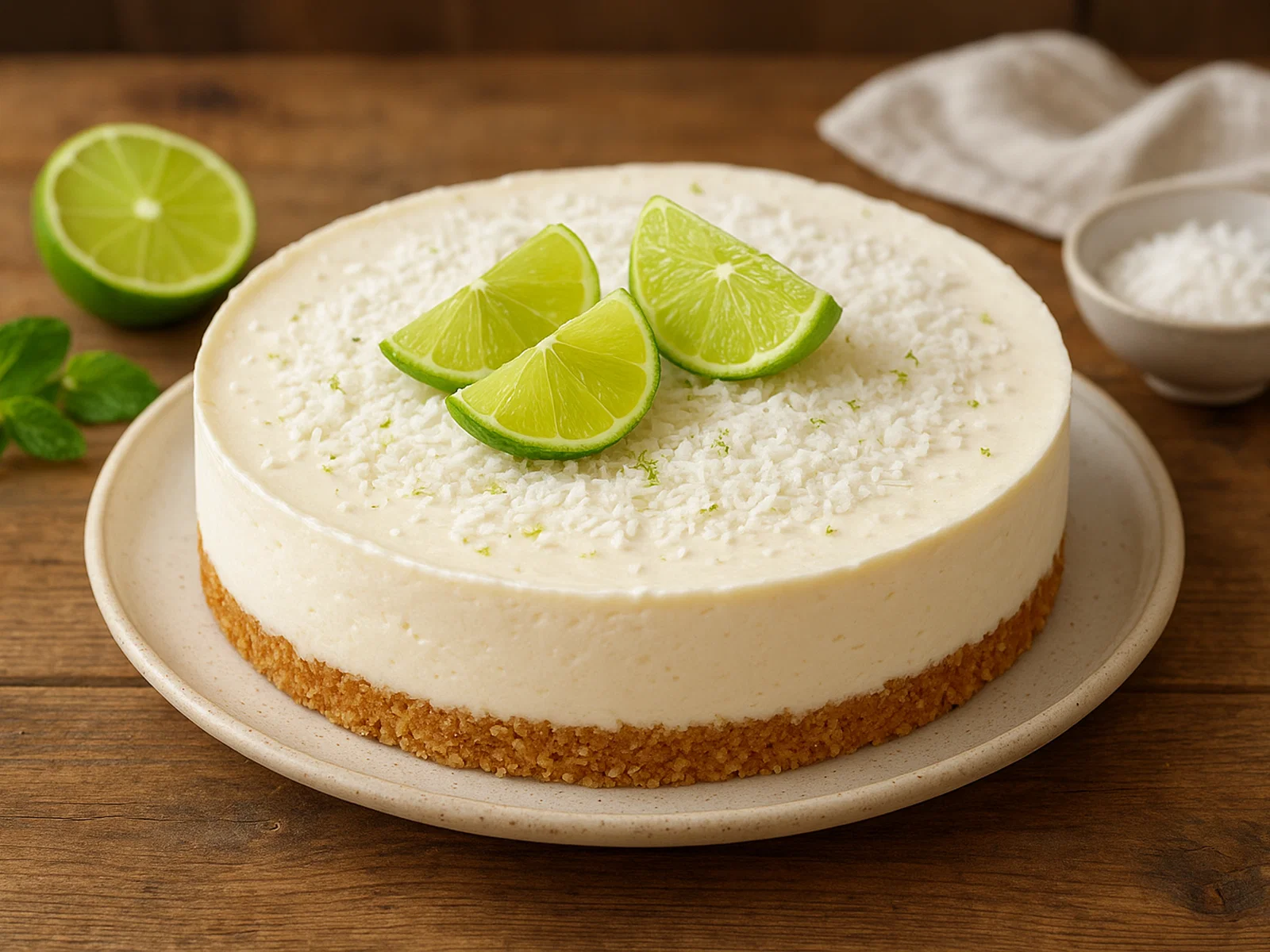 Kokos-Limetten-Cheesecake ohne Backen