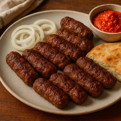 Hausgemachte Ćevapčići vom Grill oder aus der Pfanne