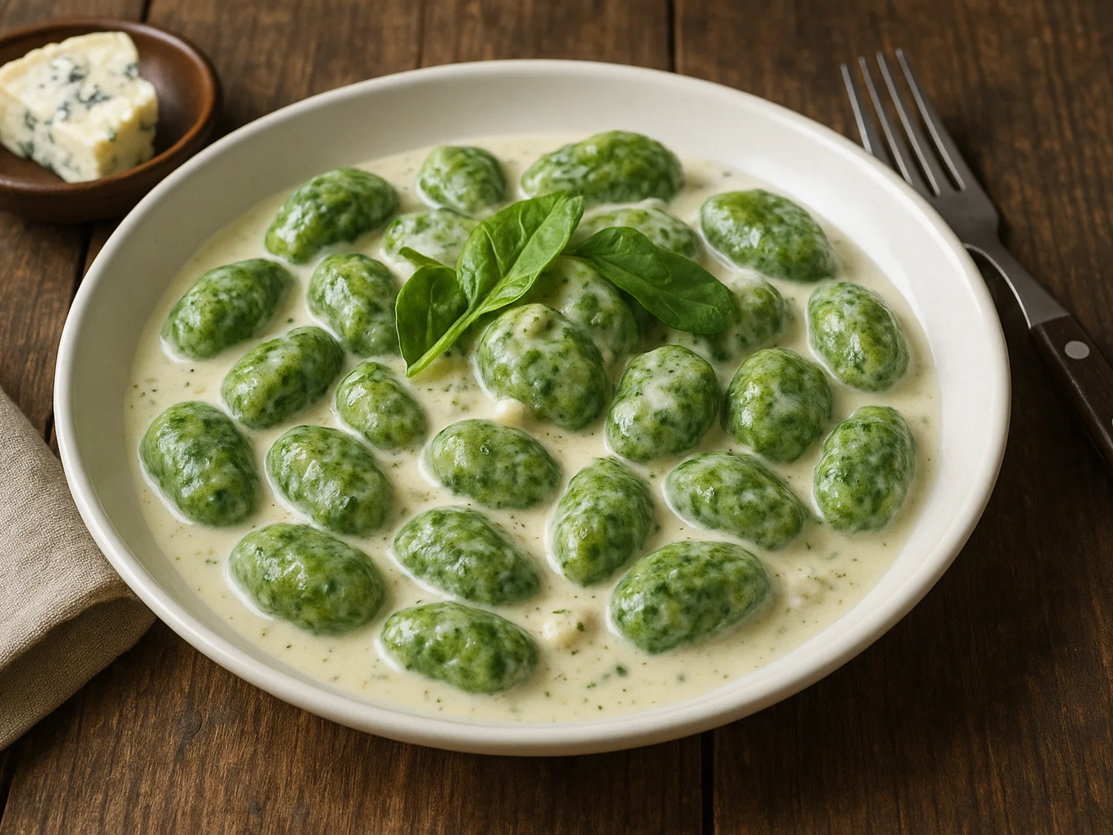 Spinat-Gnocchi mit cremiger Gorgonzola-Sauce
