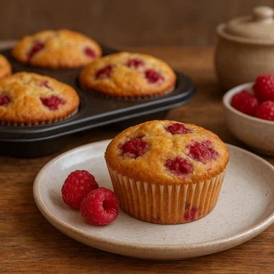 Saftige Himbeer-Vanille-Muffins
