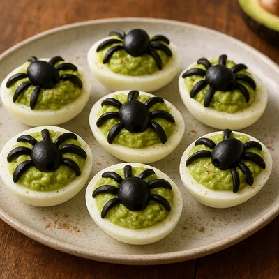 Spinnen-Eier mit Avocado
