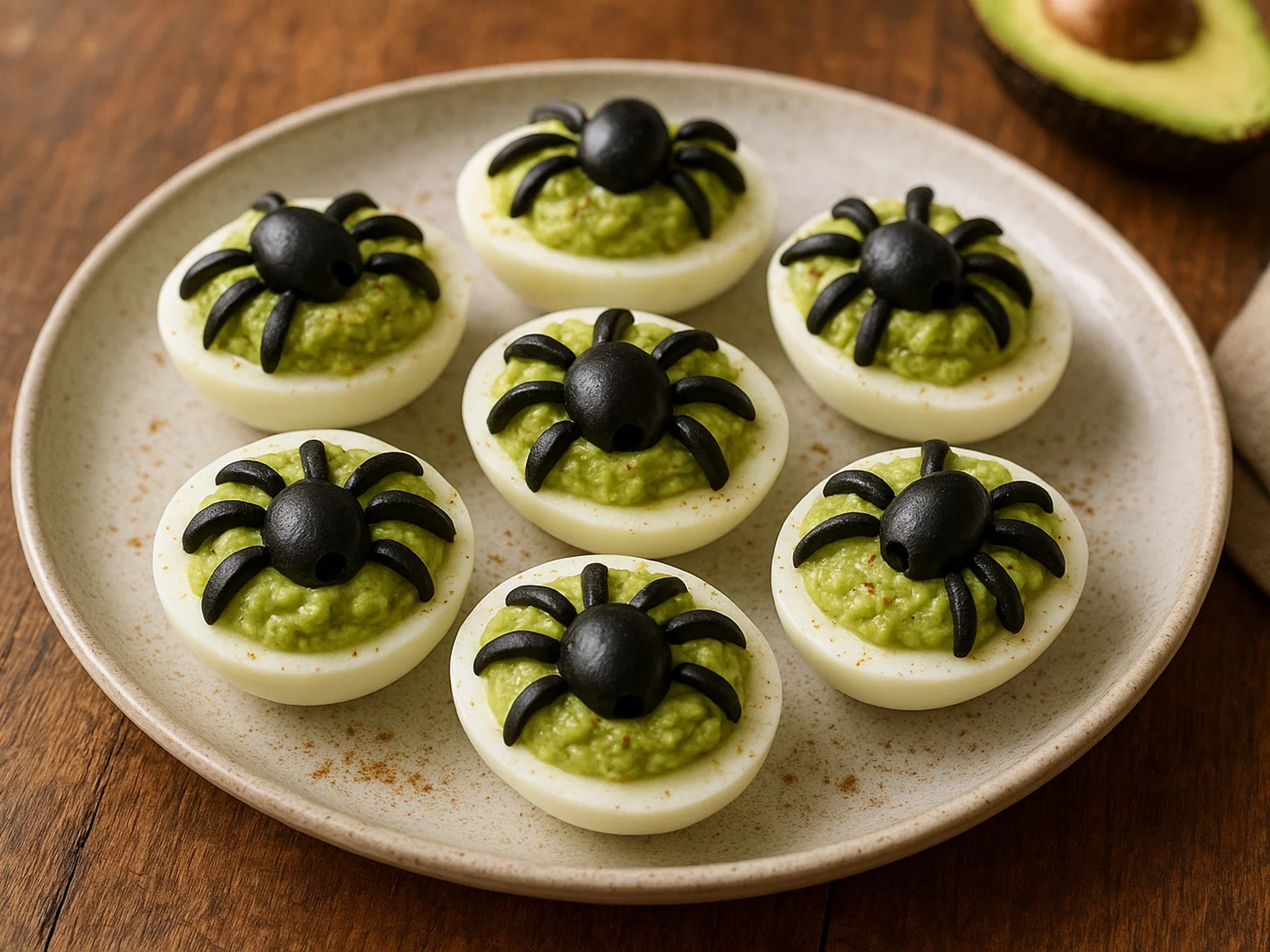 Spinnen-Eier mit Avocado